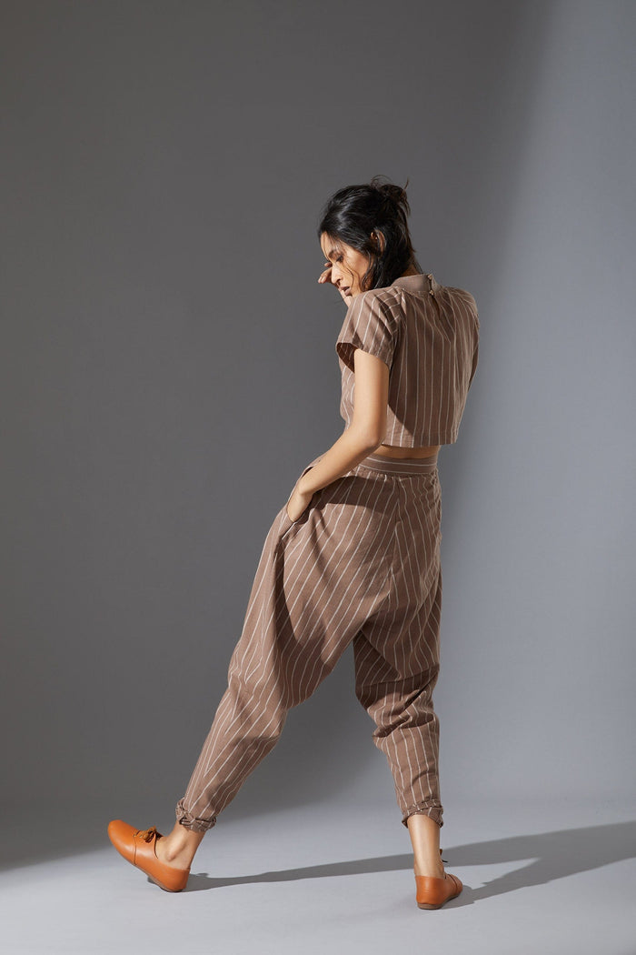 Mati Bottoms Mati New Aboli Beige & White Striped Pants