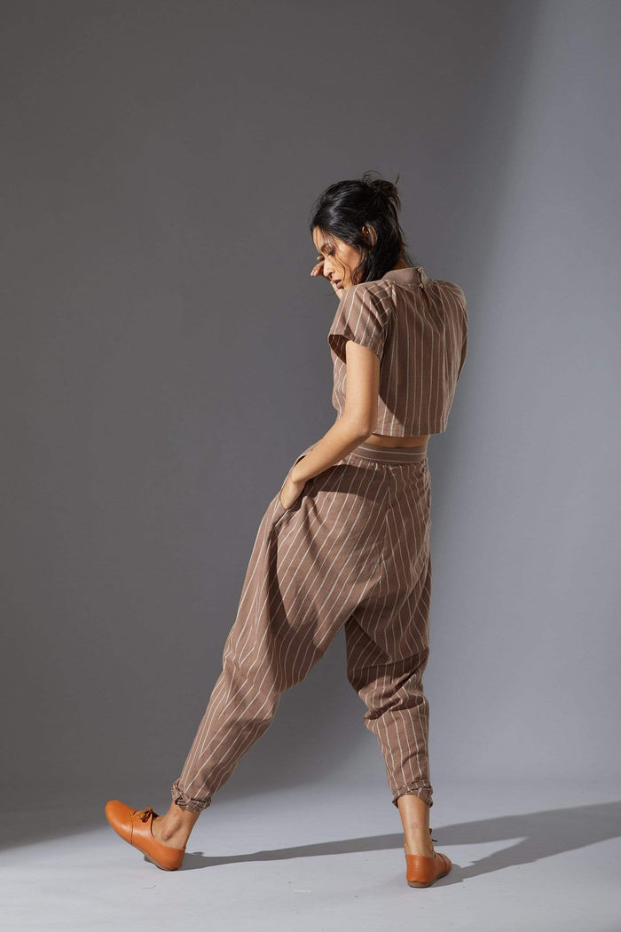 Mati Bottoms Mati New Aboli Beige & White Striped Pants (Ready to Ship)