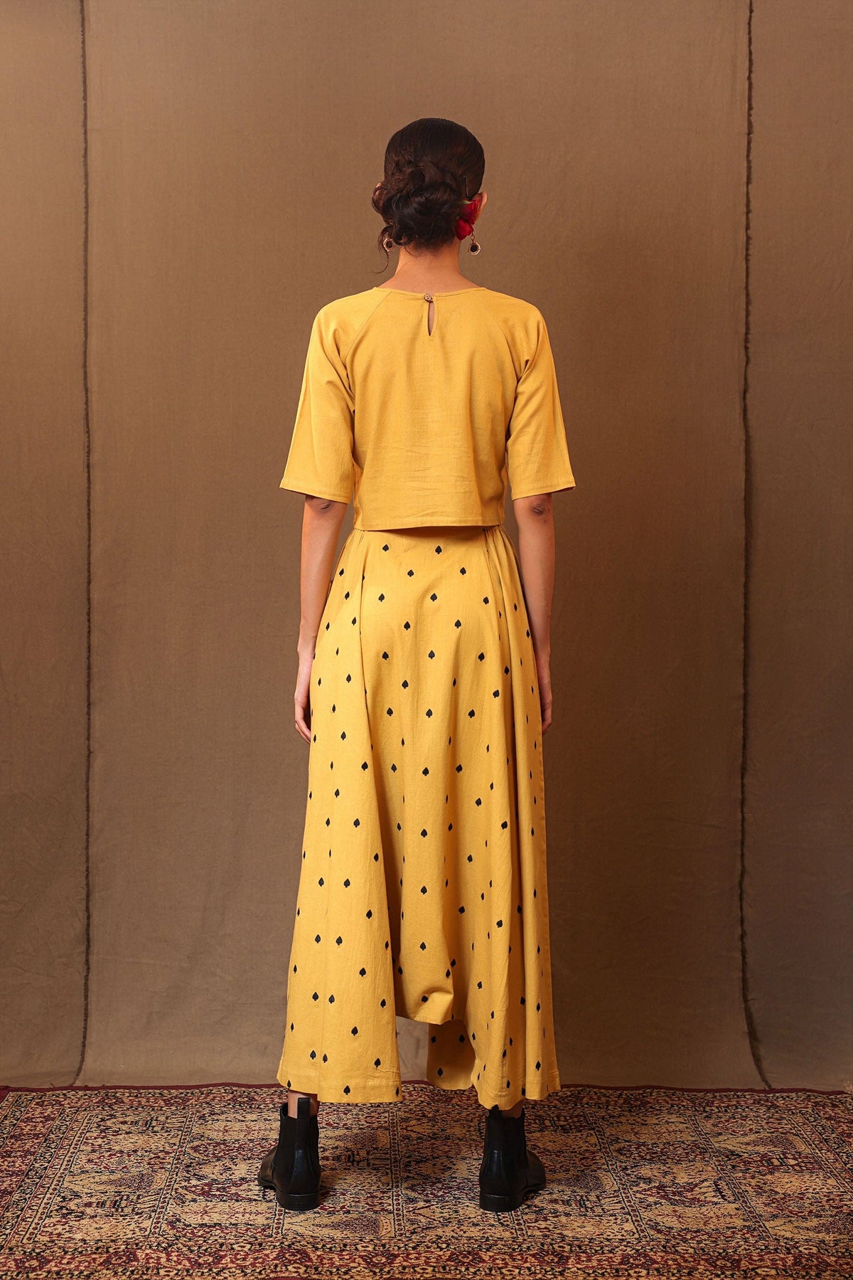 Mati Bottoms Mustard Spade EMB Harem Pants