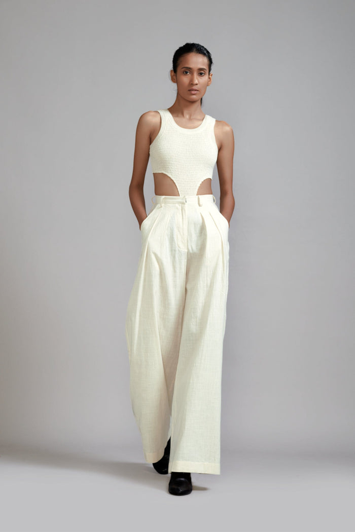 Mati Bottoms Off-White Long Pleated Trouser