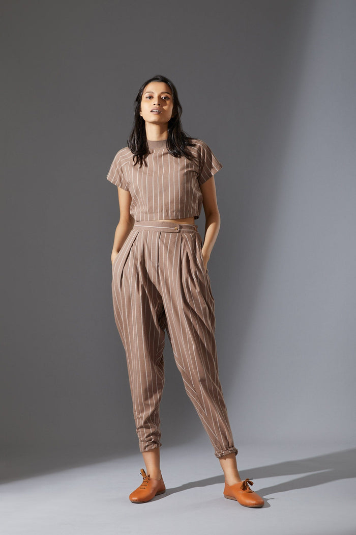 Mati Bottoms XS Mati New Aboli Beige & White Striped Pants