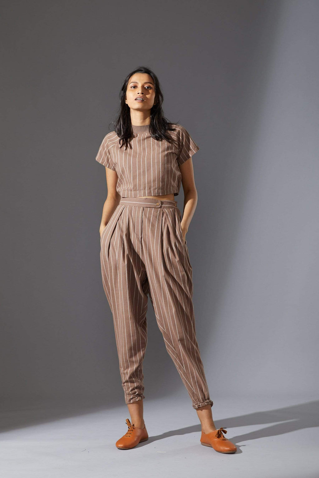 Mati Bottoms XS Mati New Aboli Beige & White Striped Pants (Ready to Ship)