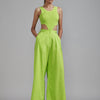 Mati Bottoms XS Neon Green Long Pleated Trouser