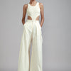 Mati Bottoms XS Off-White Long Pleated Trouser