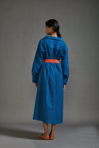 Mati Dresses Blue Safari Belted Dress