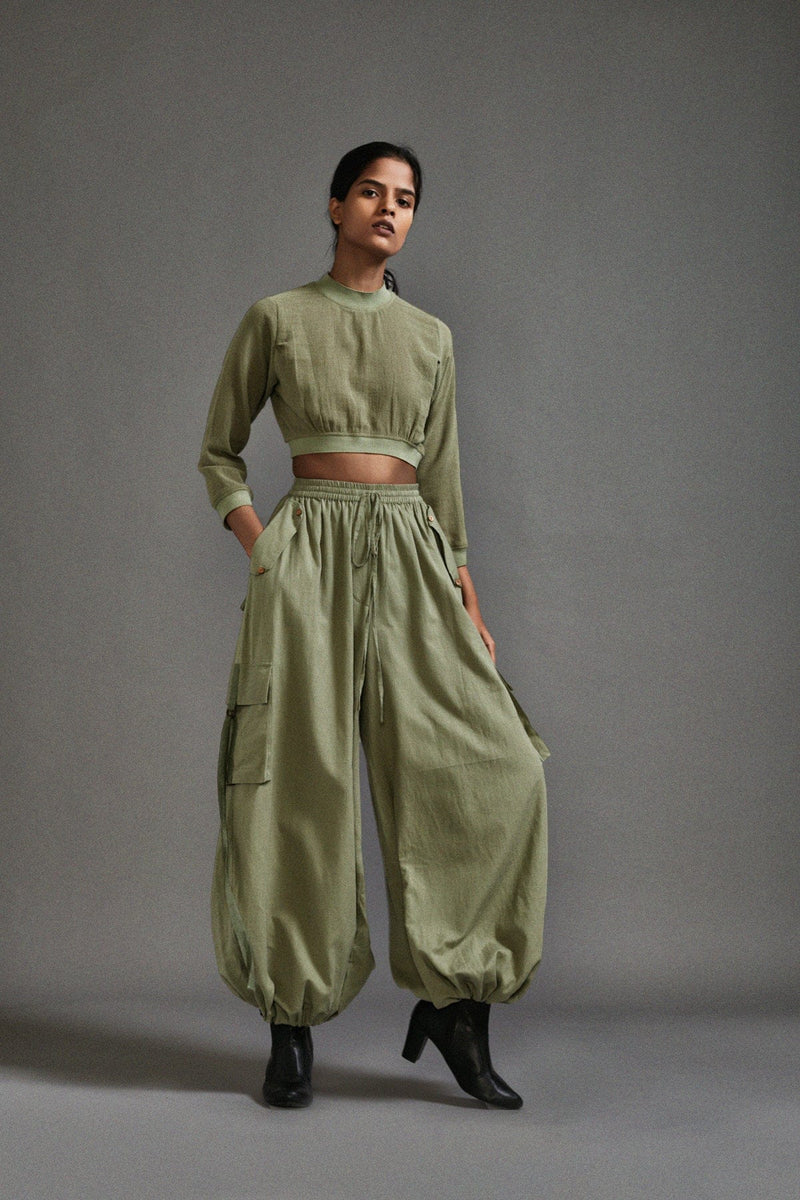 Mati Dresses Green Crop Top and Cargo Set