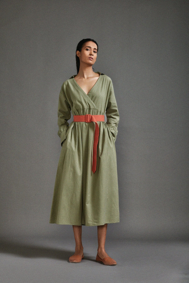 Mati Dresses Green Safari Belted Dress