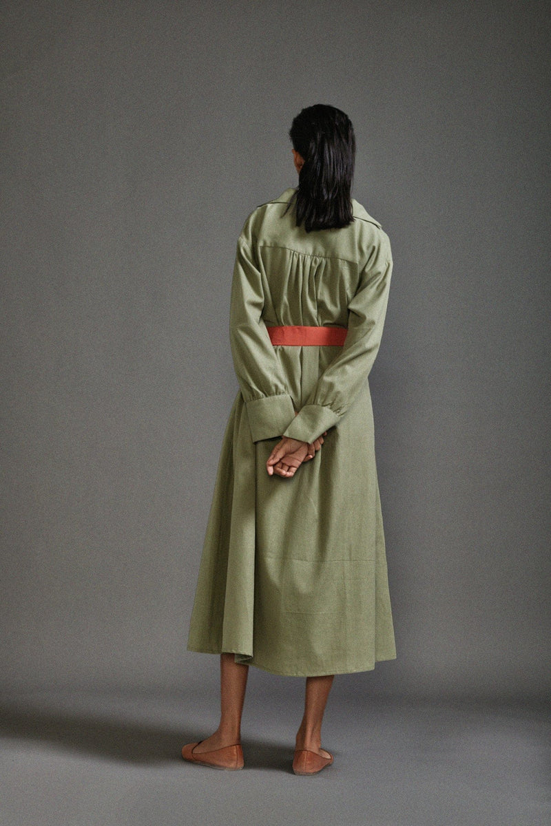 Mati Dresses Green Safari Belted Dress