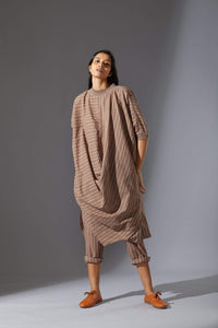 Mati Dresses Mati Beige Cowl Tunic With Ribbed Collar