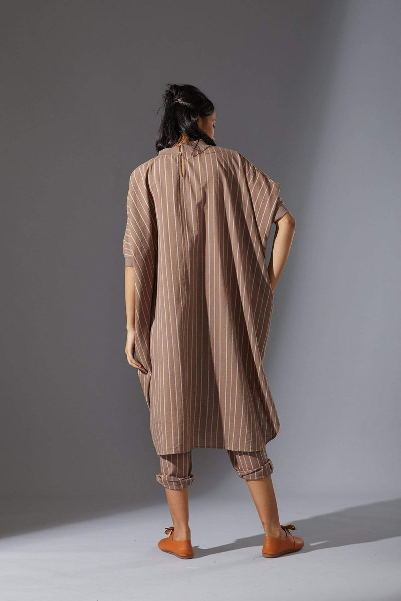 Mati Dresses Mati Beige Cowl Tunic With Ribbed Collar