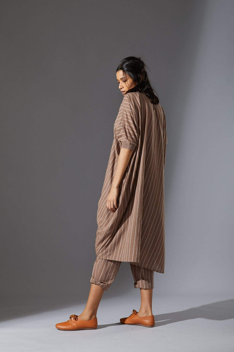 Mati Dresses Mati Beige Cowl Tunic With Ribbed Collar