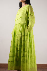 Mati Dresses Mati Pleated Dress-Neon Green