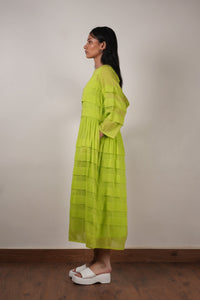 Mati Dresses Mati Pleated Dress-Neon Green