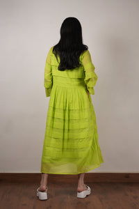 Mati Dresses Mati Pleated Dress-Neon Green