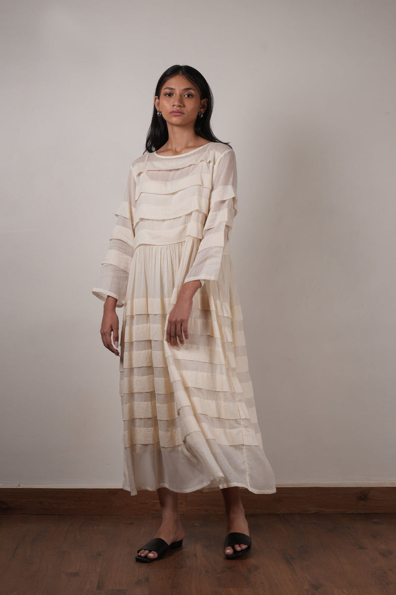 Mati Dresses Mati Pleated Dress-Oatmeal