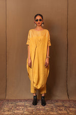 Mati Dresses Mustard Club STR Button Cowl Tunic