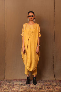 Mati Dresses Mustard Club STR Button Cowl Tunic