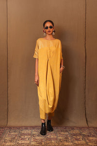 Mati Dresses Mustard Club STR Button Cowl Tunic