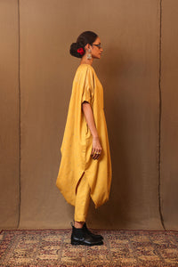 Mati Dresses Mustard Club STR Button Cowl Tunic