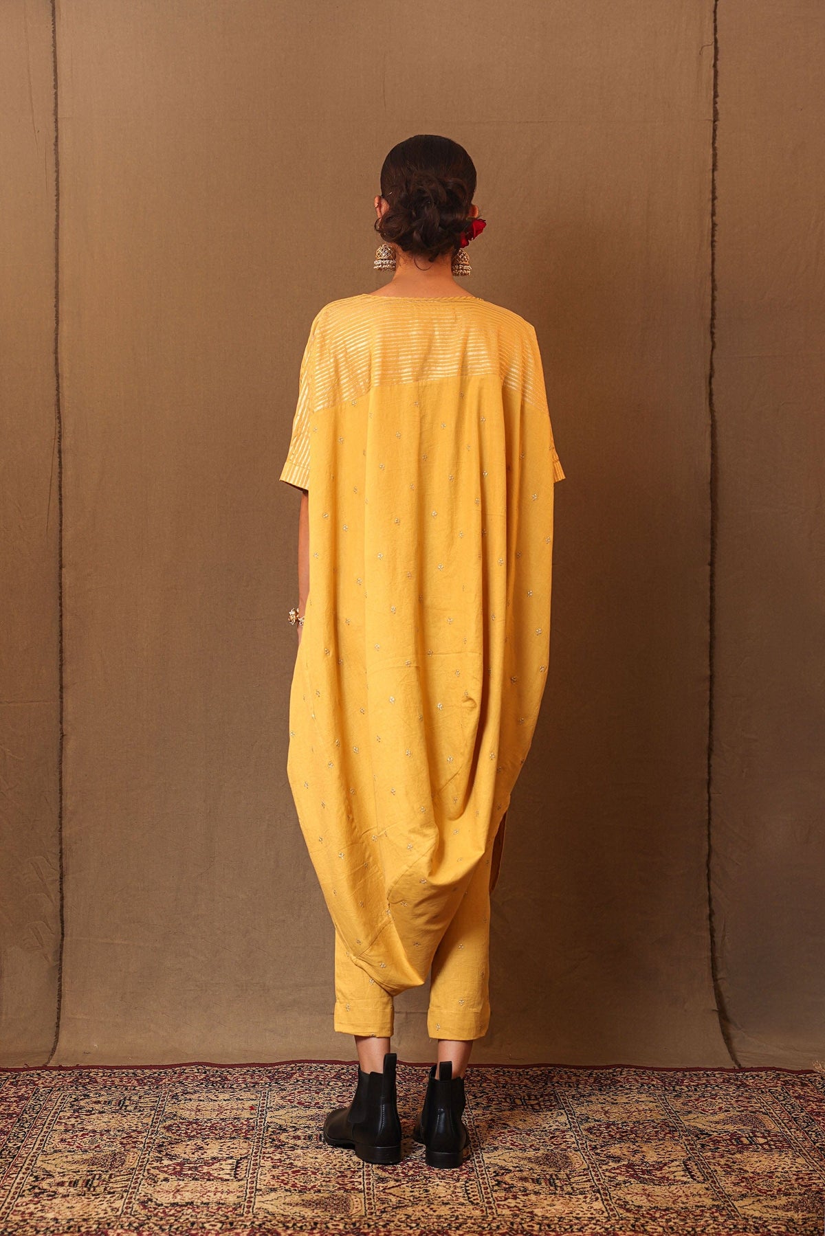 Mati Dresses Mustard Club STR Button Cowl Tunic