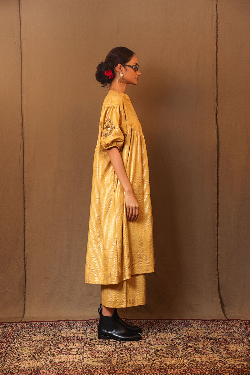 Mati Dresses Mustard STR EMB Spade Acra Tunic