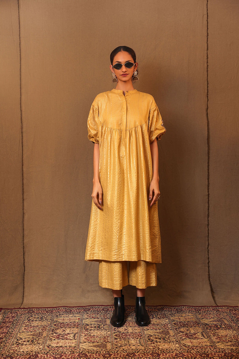 Mati Dresses Mustard STR EMB Spade Acra Tunic