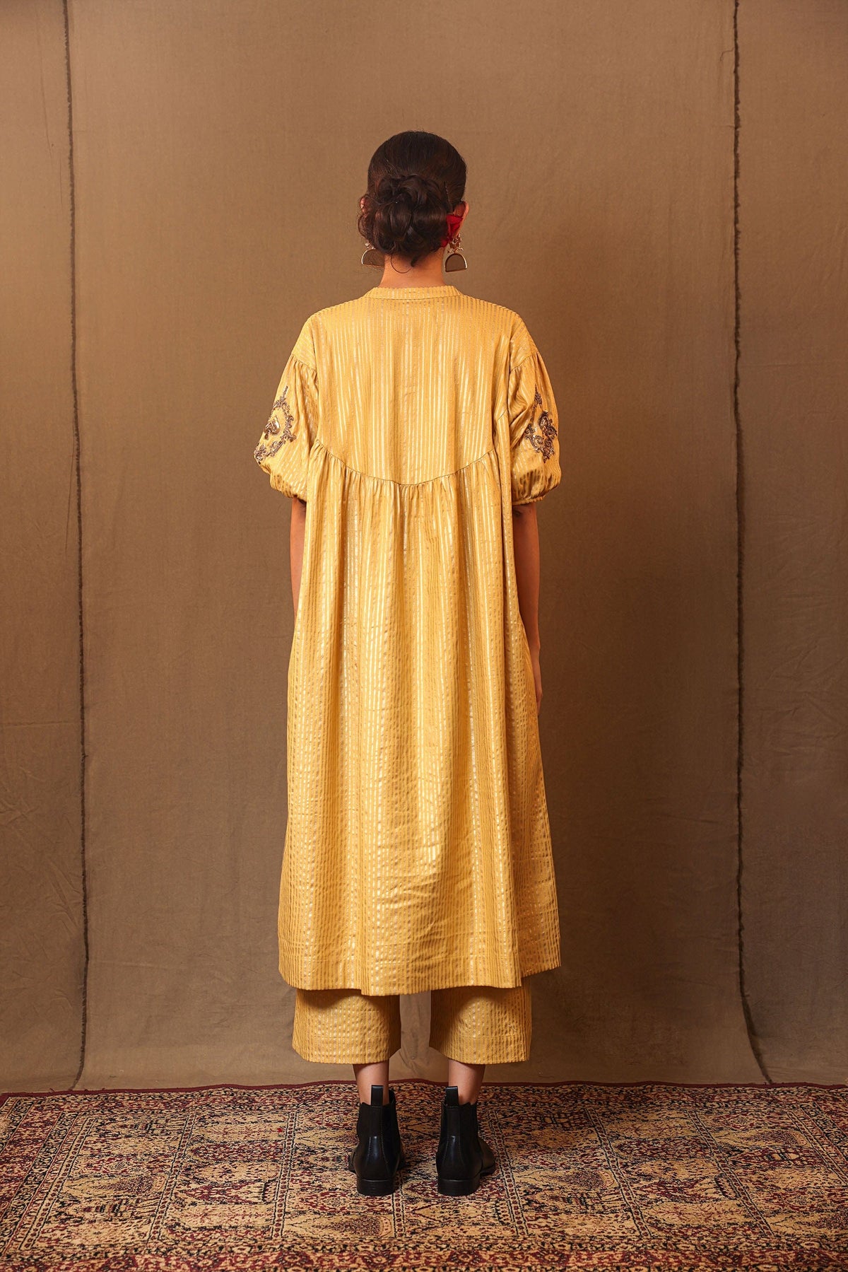 Mati Dresses Mustard STR EMB Spade Acra Tunic