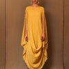 Mati Dresses Mustard Zari Spade EMB Cowl Dress