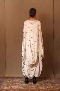 Mati Dresses Off-White Black Club EMB Cowl Dress