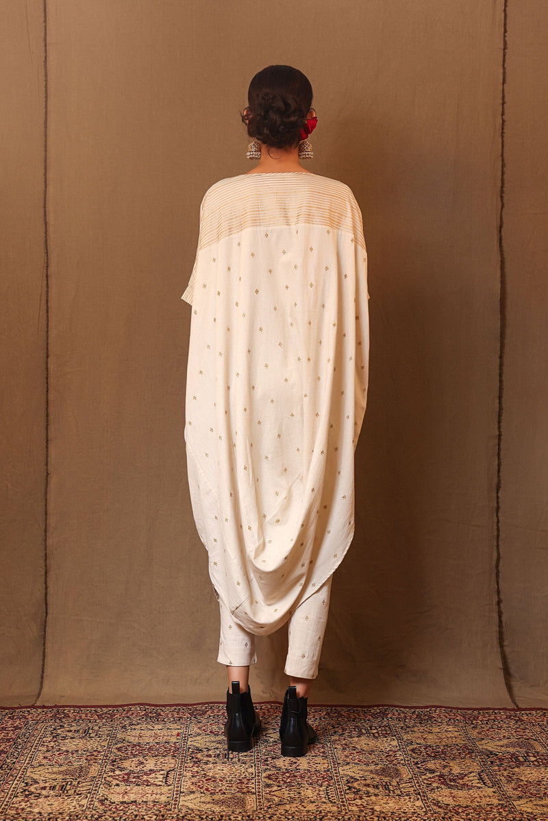 Mati Dresses Off-White Club STR Button Cowl Tunic