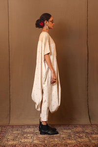 Mati Dresses Off-White Club STR Button Cowl Tunic