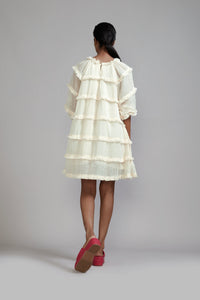 Mati Dresses Off-White Fringed Short Dress