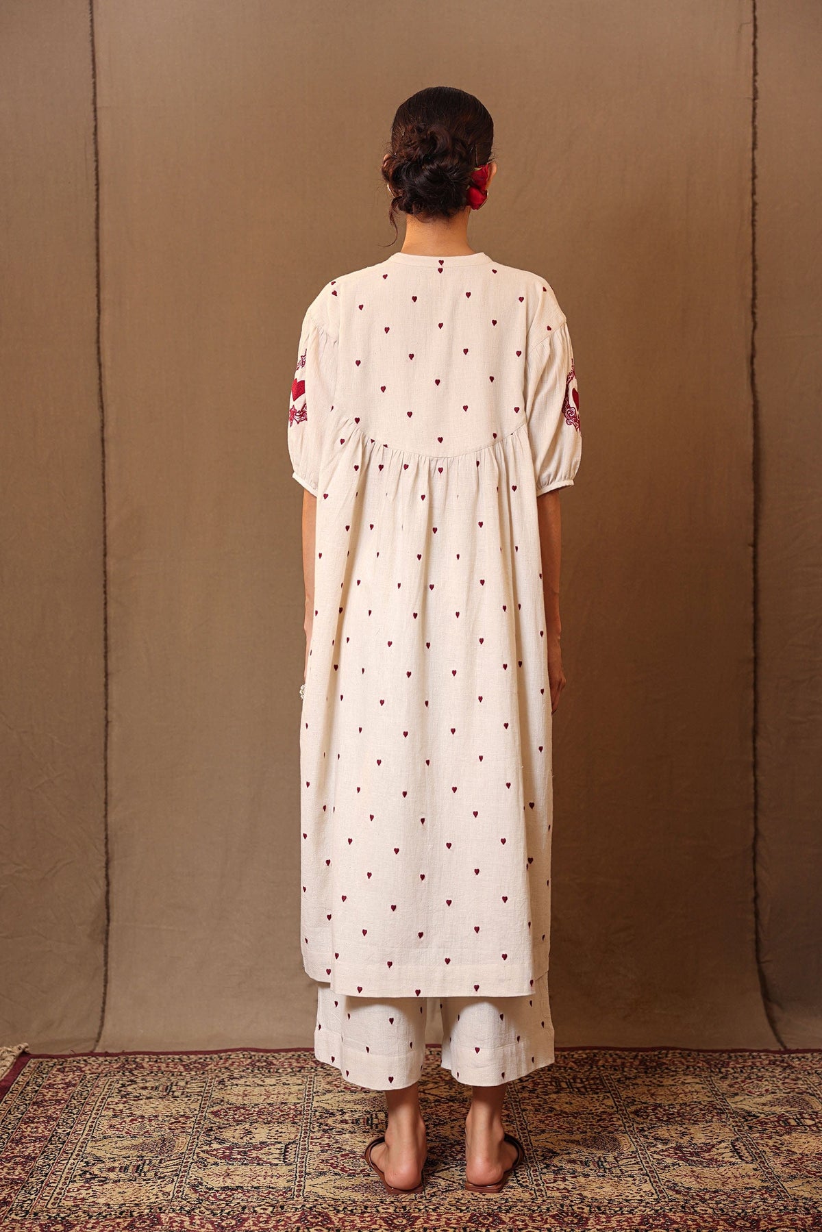 Mati Dresses Off-White Heart EMB Acra Tunic