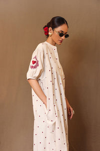 Mati Dresses Off-White Heart EMB Acra Tunic