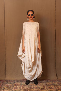 Mati Dresses Off-White Zari Heart EMB Cowl Dress