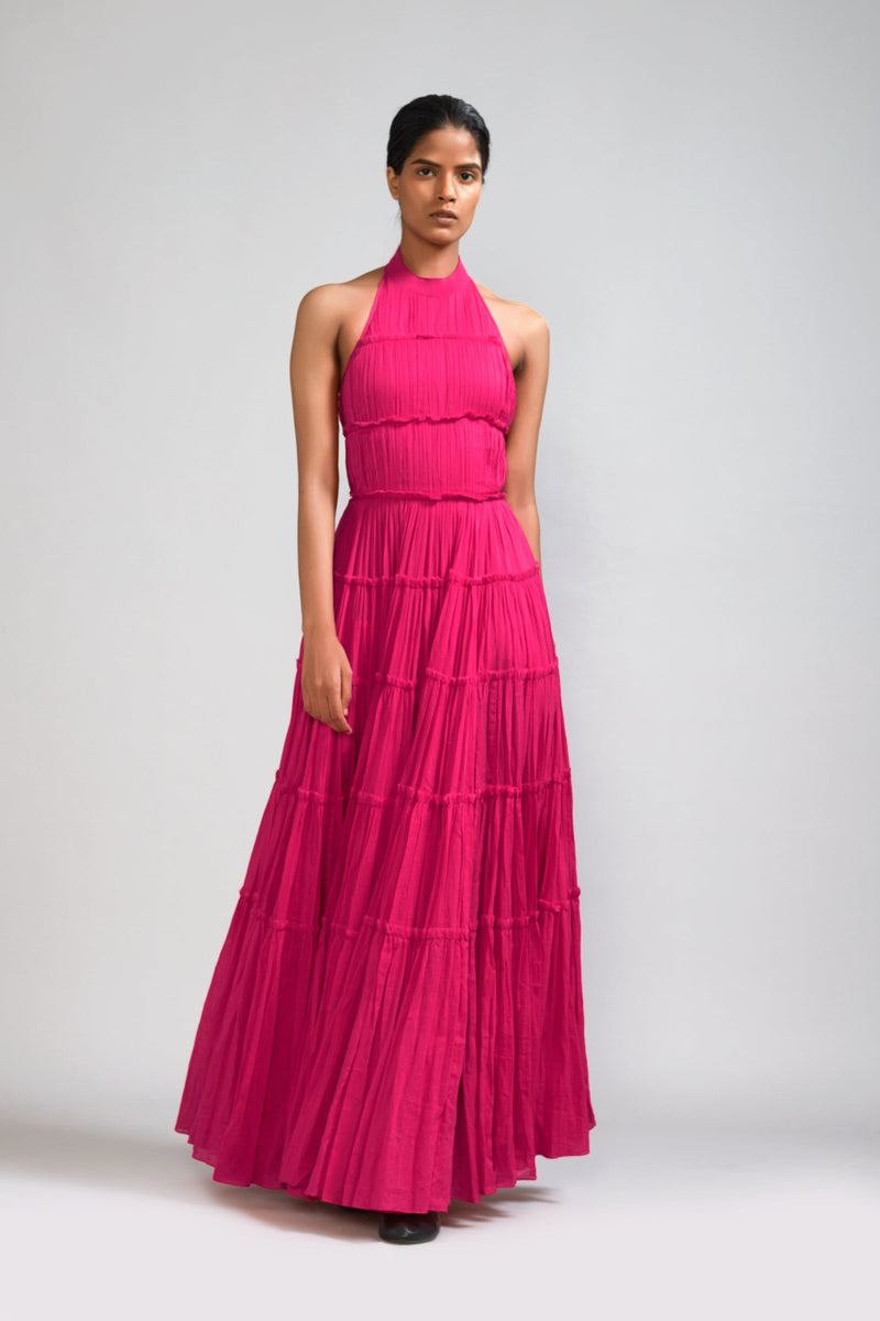 Mati Dresses Pink Backless Tiered Gown (Ready to Ship)