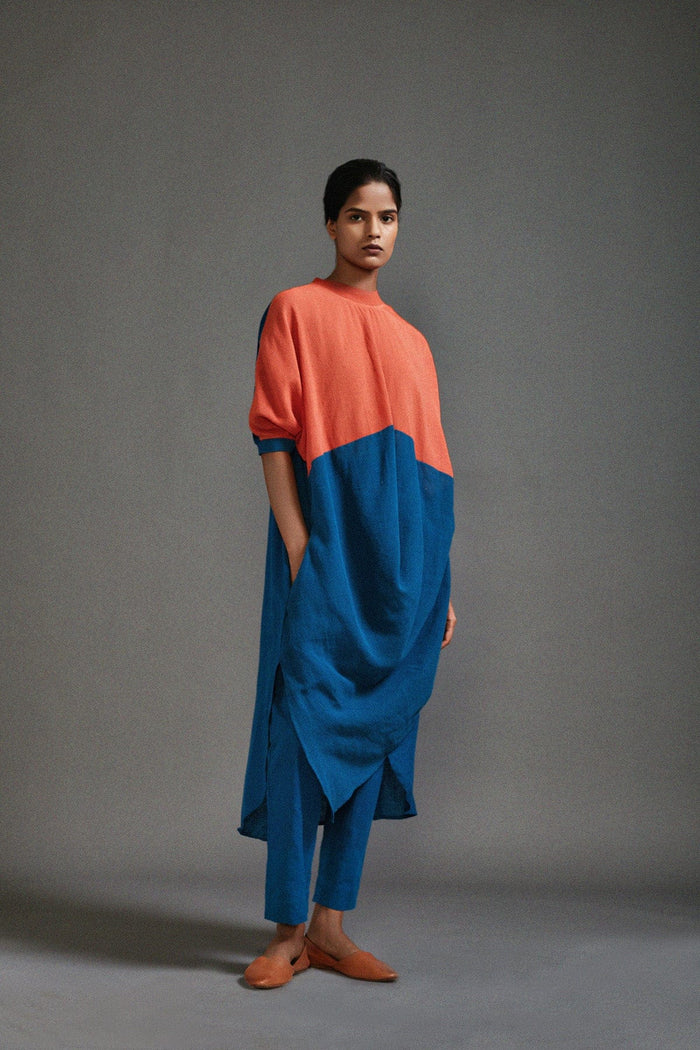 Mati Dresses Rust & Blue CB Cowl Tunic