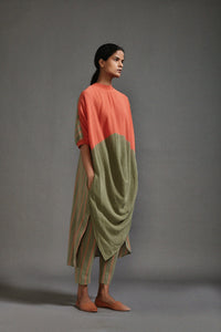 Mati Dresses Rust & Green CB  Cowl Tunic Set