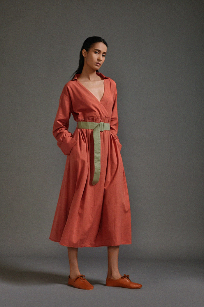 Mati Dresses Rust Safari Belted Dress