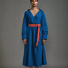 Mati Dresses XS Blue Safari Belted Dress