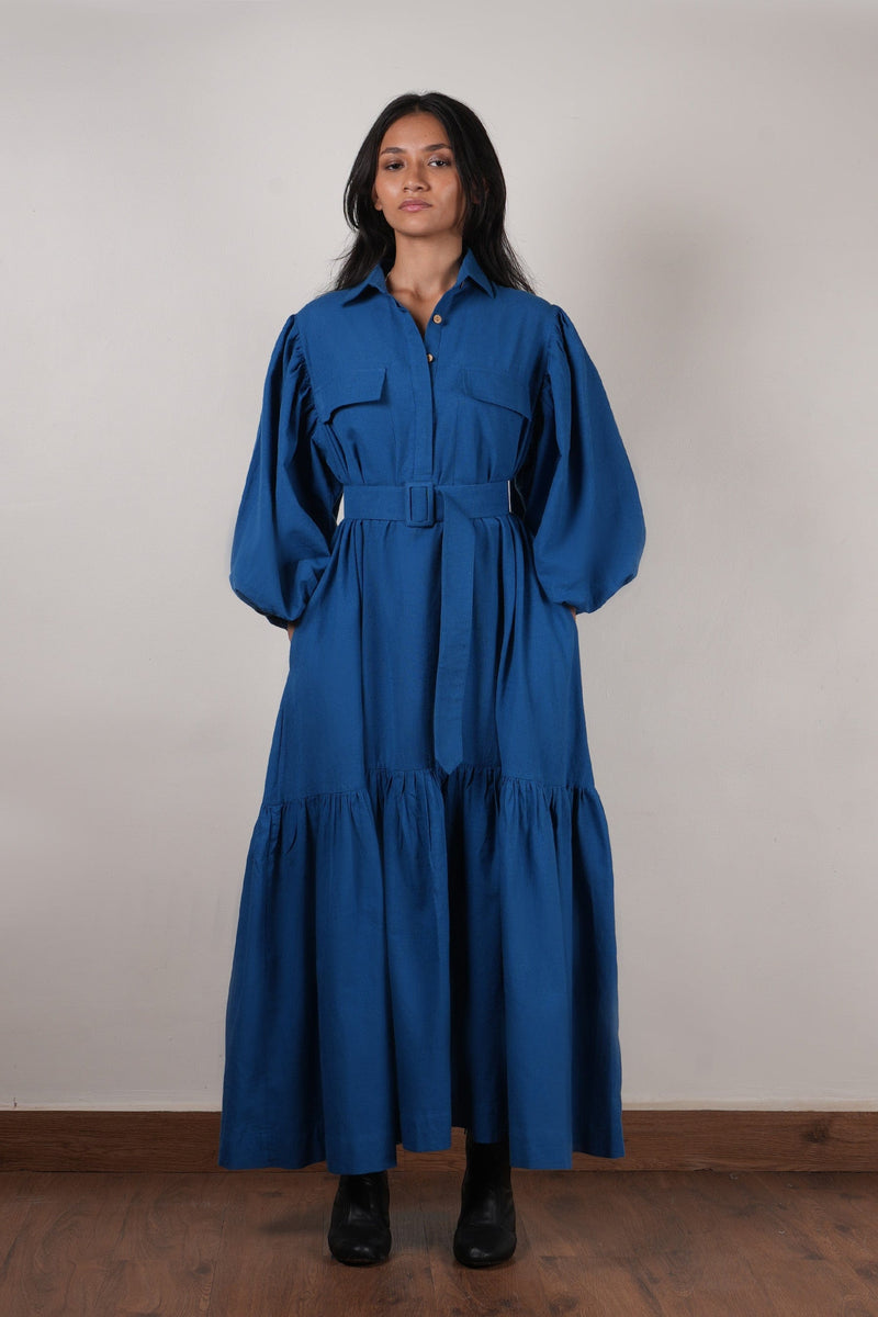 Mati Dresses XS Blue Shirt Kaavya Dress