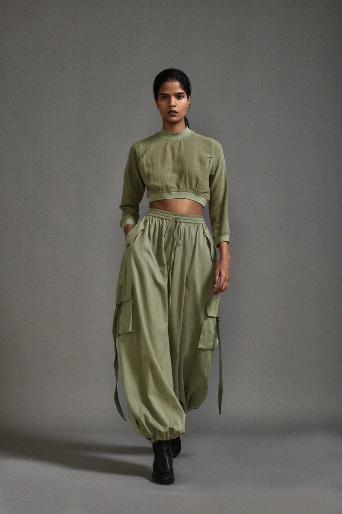 Mati Dresses XS Green Crop Top and Cargo Set