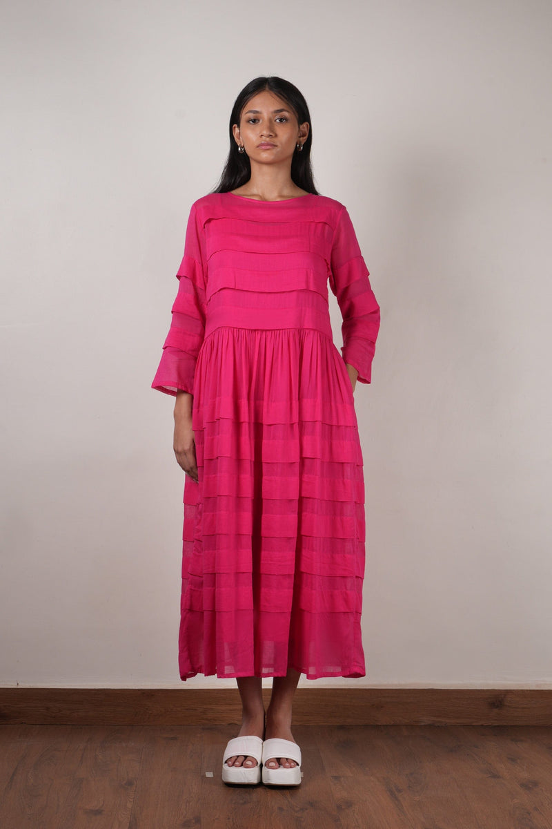 Mati Dresses XS Mati Pleated Dress-Pink