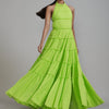 Mati Dresses XS Neon Green Backless Tiered Gown