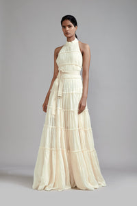 Mati Dresses XS Off-White Backless Tiered Gown (Ready to Ship)