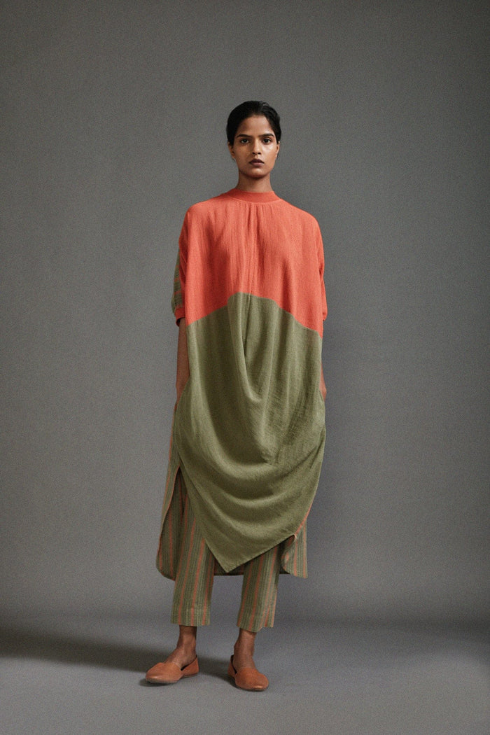 Mati Dresses XS Rust & Green CB Cowl Tunic