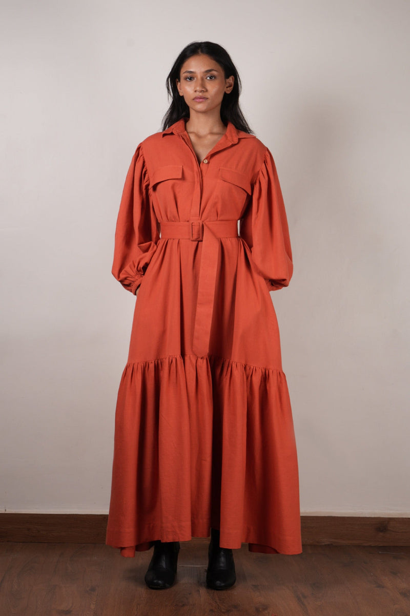 Mati Dresses XS Rust Shirt Kaavya Dress