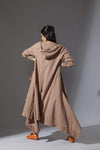 Mati Jackets Mati Hooded Koza Beige Dress and Overlay Set