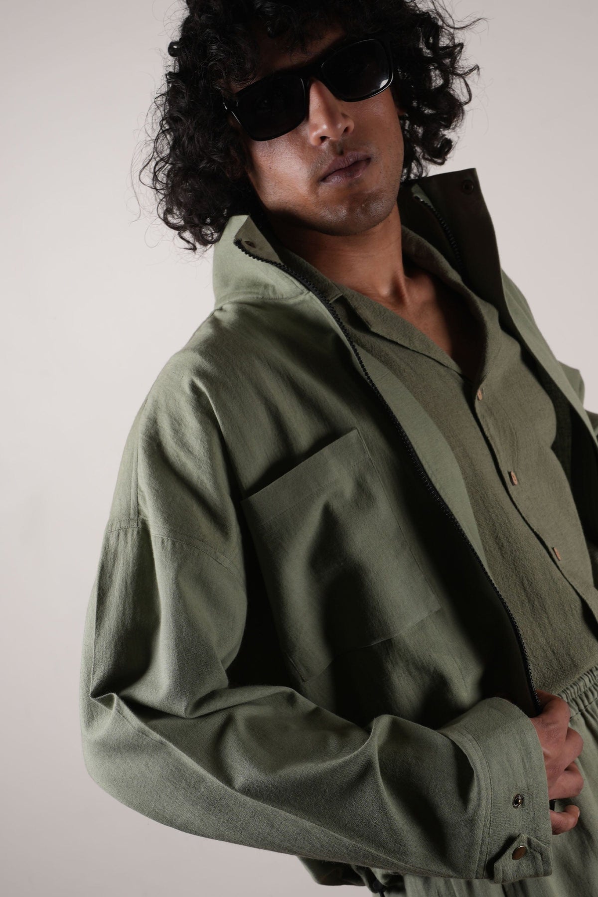 Mati JACKET Men's Green Safari Crop Jacket