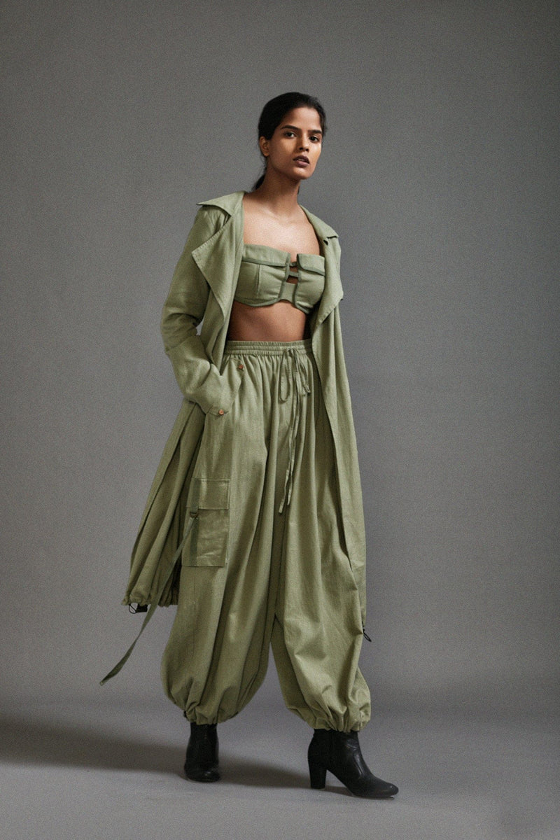 Mati Jackets Green Safari Trench Jacket